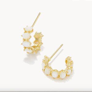 Cailin Gold Huggie Earrings in Ivory Mother-of-Pearl (Kendra Scott)